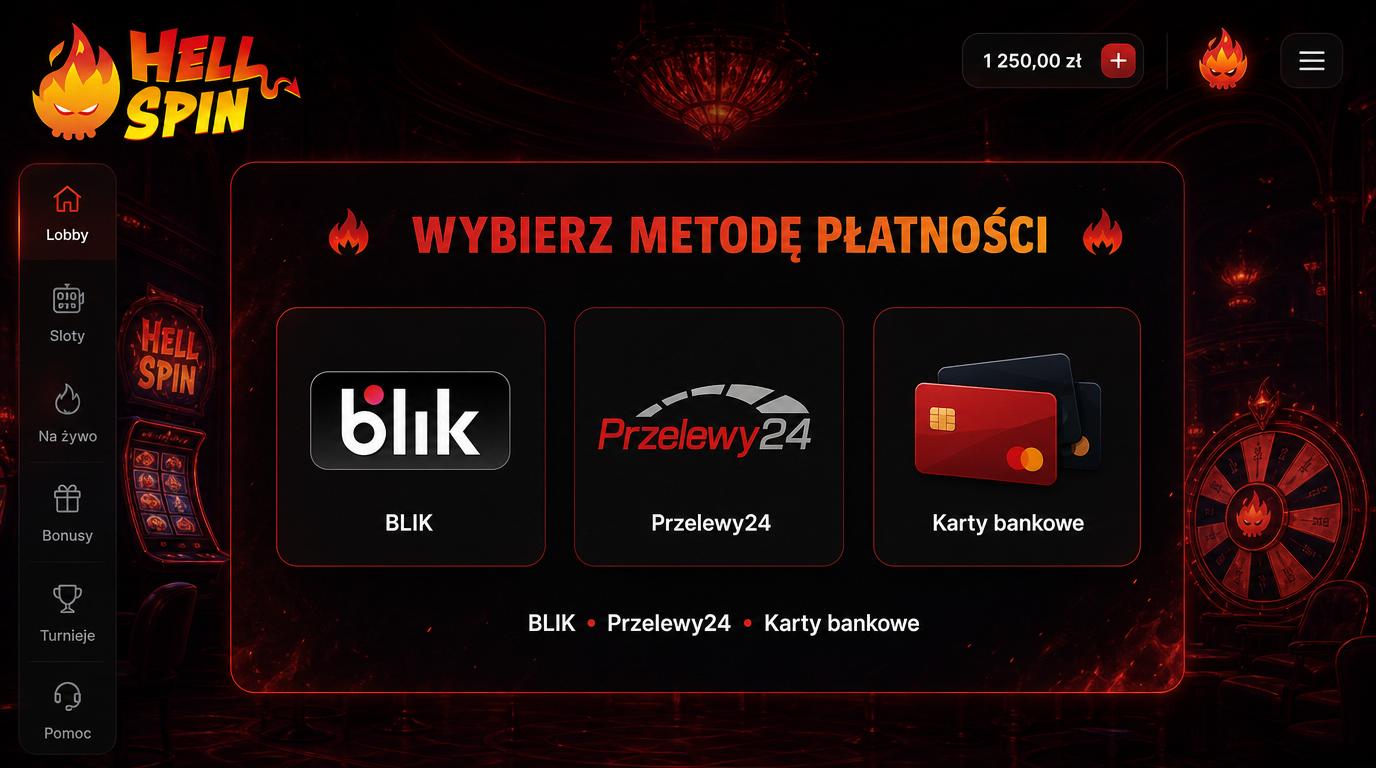Interfejs wyboru lokalnych metod płatności w Hellspin Casino